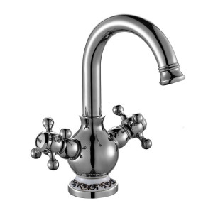 Vidal - silver wash basin mixer with decoration