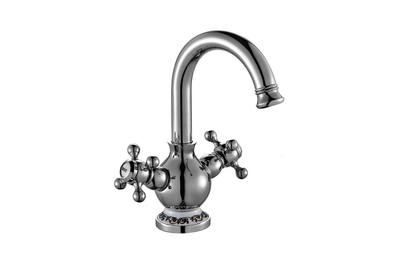 Vidal - silver wash basin mixer with decoration
