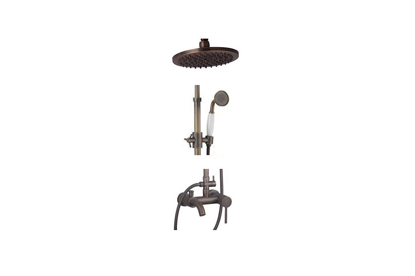 Antonio White Handshower - shower mixer with rain shower
