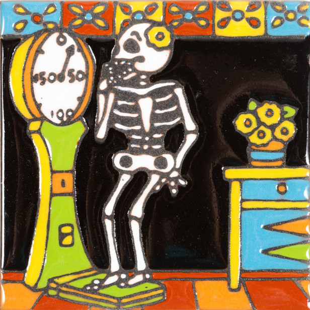 Libra - Catrina series - ceramic tile from Mexico 1pc