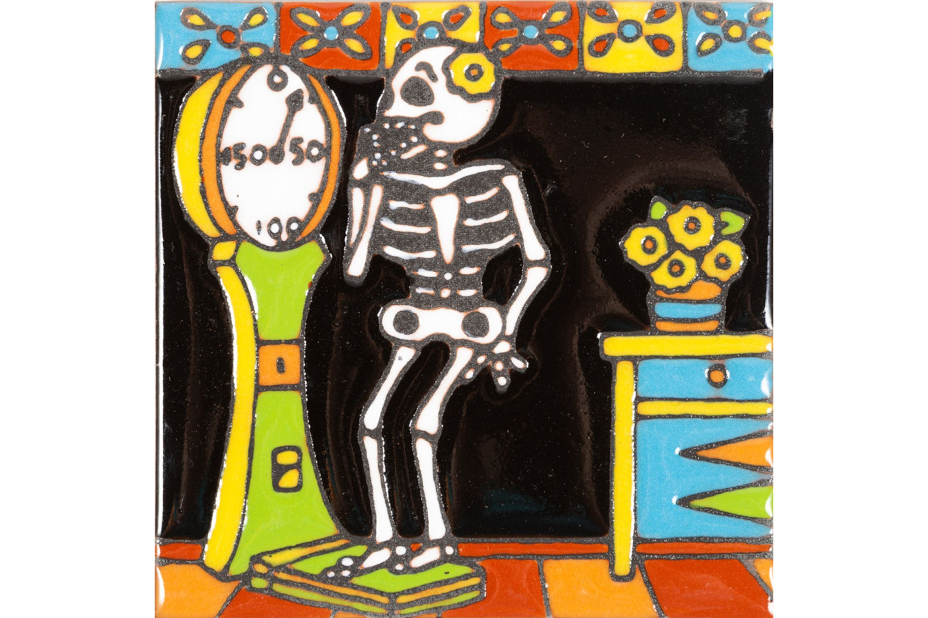 Libra - Catrina series - ceramic tile from Mexico 1pc