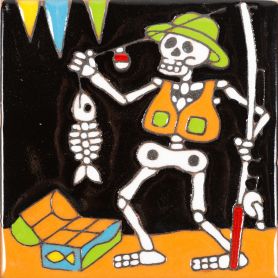 Pescador - Catrina series - Mexican tile painted by hand 1pc