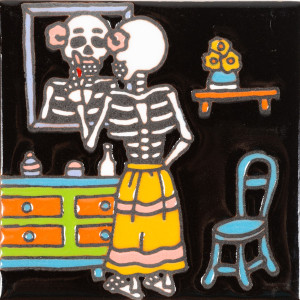 Espejo - Catrina series - Talavera handmade tile 1pc