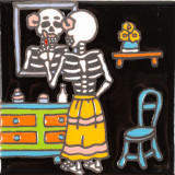 Espejo - Catrina series - Talavera handmade tile 1pc