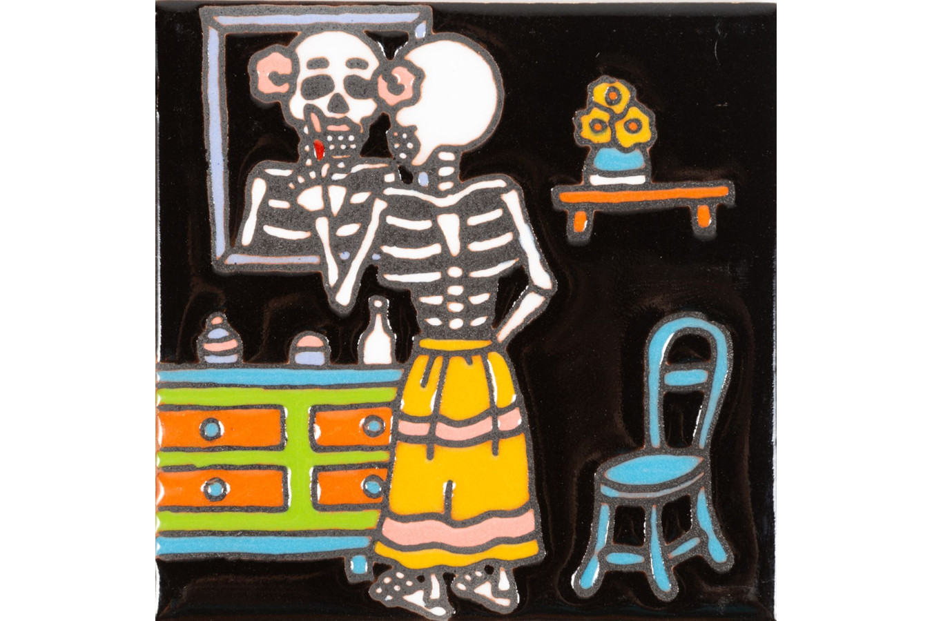 Espejo - Catrina series - Talavera handmade tile 1pc