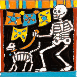 Perro - Catrina Series - Talavera ceramic tile from Mexico - 1 pc