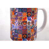 Ceramic mug with Mexican tile pattern