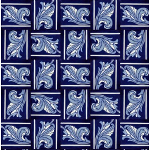Asturia Cenefa - mexican tiles in cobalt colors 15 x 15 - 22 pieces