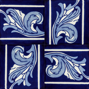Asturia Cenefa - mexican tiles in cobalt colors 15 x 15 - 22 pieces