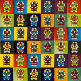 Calaveras - set of 30 pop art designs of multi-colored tiles
