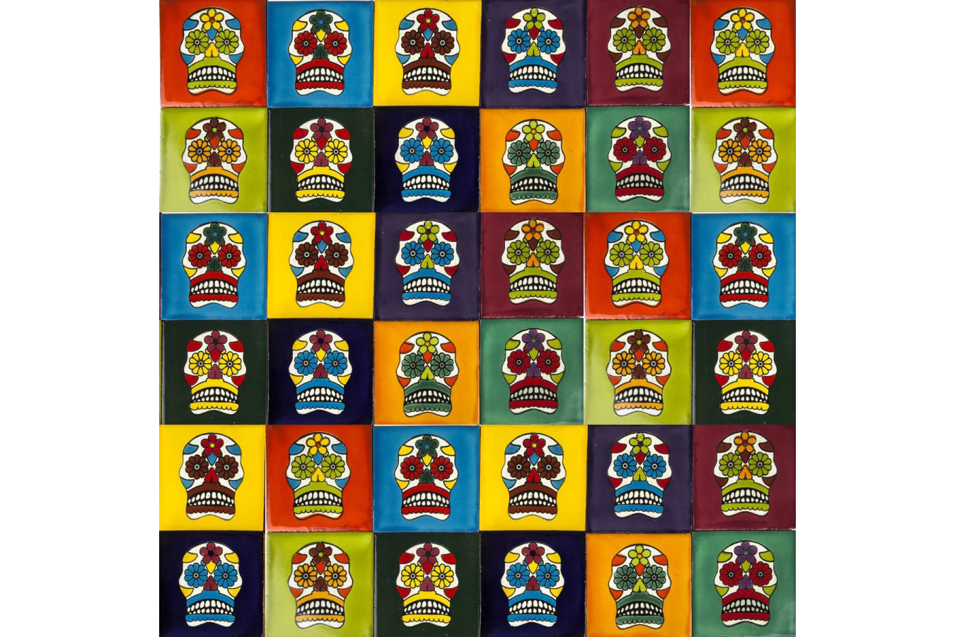 Calaveras - set of 30 pop art designs of multi-colored tiles