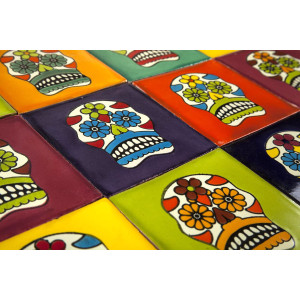 Calaveras - set of 30 pop art designs of multi-colored tiles