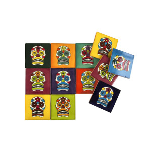 Calaveras - set of 30 pop art designs of multi-colored tiles