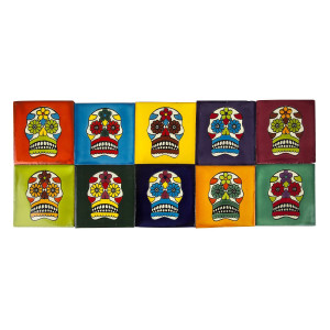 Calaveras - set of 30 pop art designs of multi-colored tiles