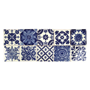 Azul Luz - patchwork of Talavera maxican tiles - 30 pieces