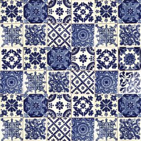 Azul Luz - patchwork of Talavera Mexican tiles - 30 pieces