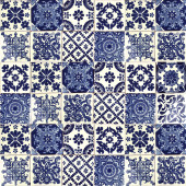 Azul Luz - patchwork of Talavera maxican tiles - 30 pieces