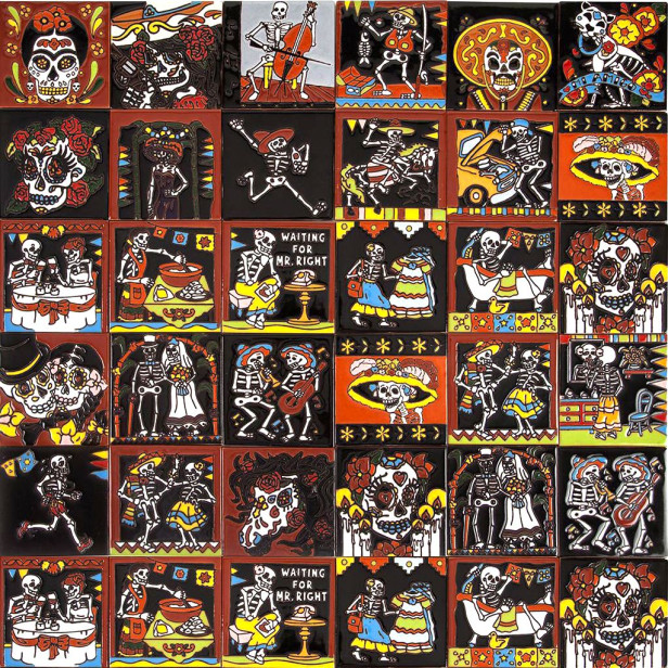 Cartrina mix - Calavera, Day of the dead Patchwork Mexican tiles
