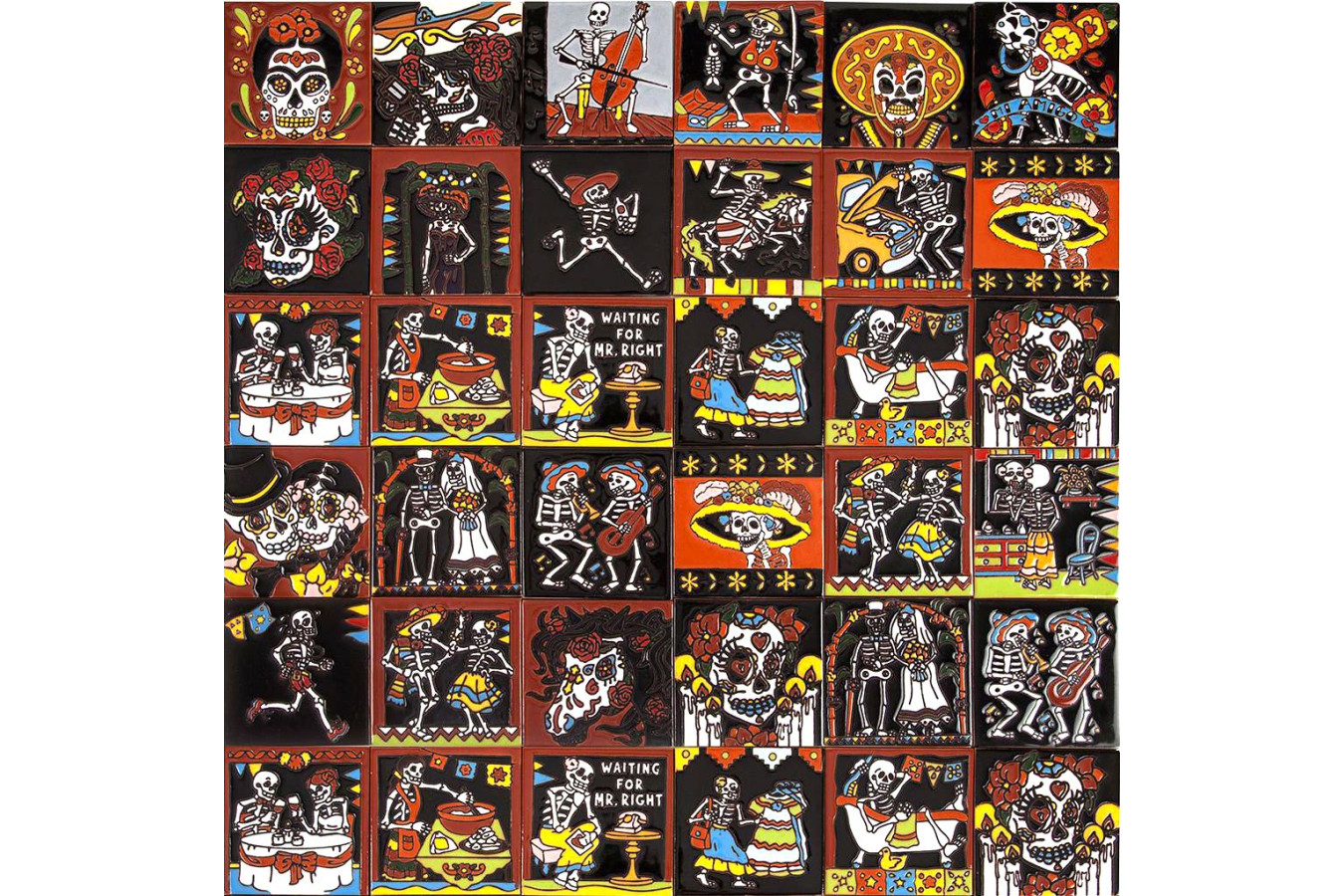 Cartrina mix - Calavera, Day of the dead Patchwork Mexican tiles