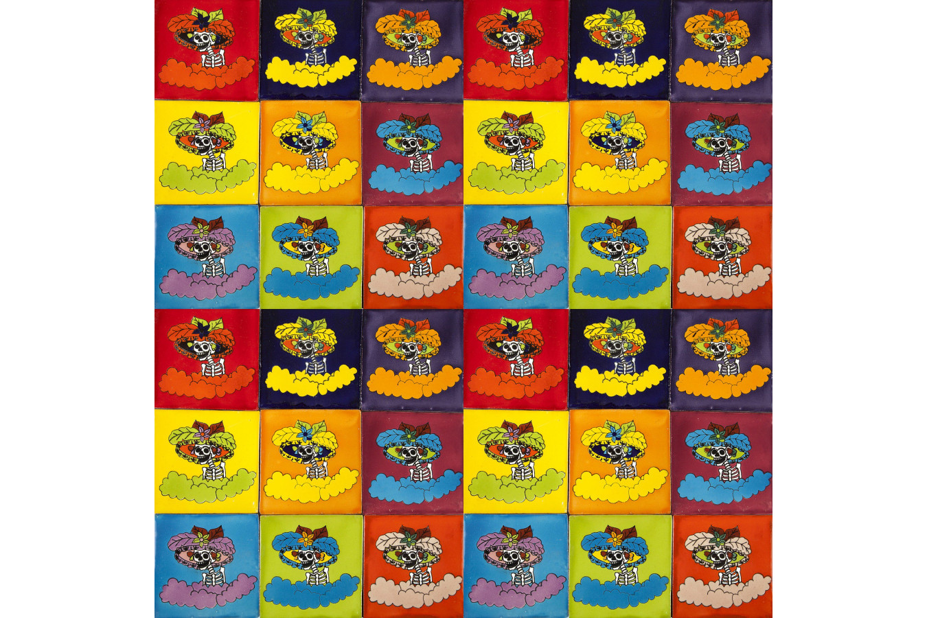 Catrinas - Talavera pop art tiles - 30 pieces