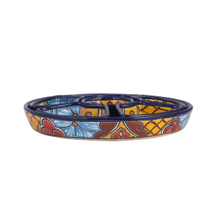 Redondo - Ceramic platter Talavera for snacks - 7 parts