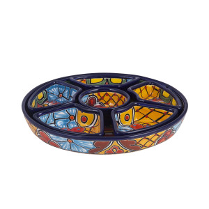 Redondo - Ceramic platter Talavera for snacks - 7 parts