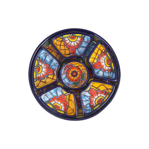 Redondo - Ceramic platter Talavera for snacks - 7 parts