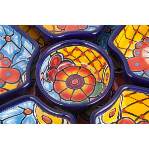 Redondo - Ceramic platter Talavera for snacks - 7 parts