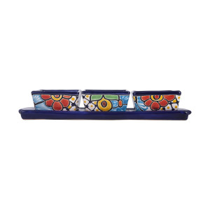 Cuadros - Talavera ceramic snack platter - 4 parts