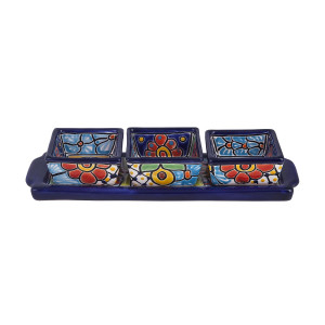 Cuadros - Talavera ceramic snack platter - 4 parts