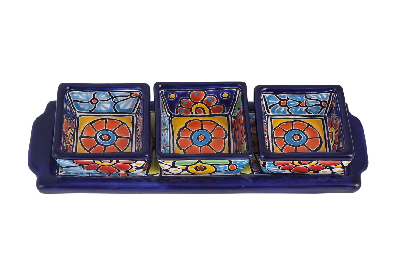 Cuadros - Talavera ceramic snack platter - 4 parts