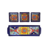 Cuadros - Talavera ceramic snack platter - 4 parts
