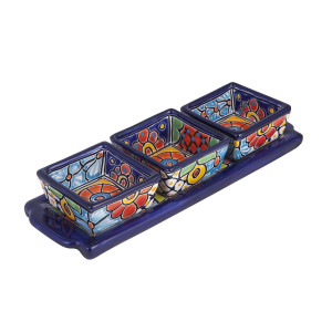 Cuadros - Talavera ceramic snack platter - 4 parts