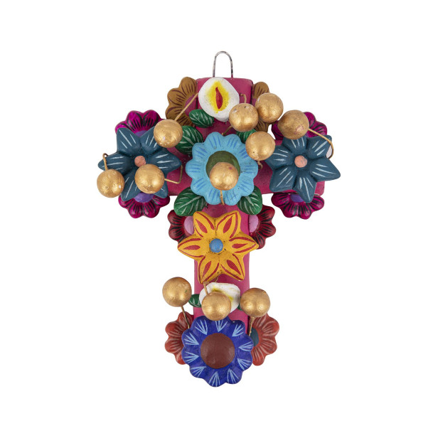 Cruz con flores - symbol of the cross - handicraft from Mexico