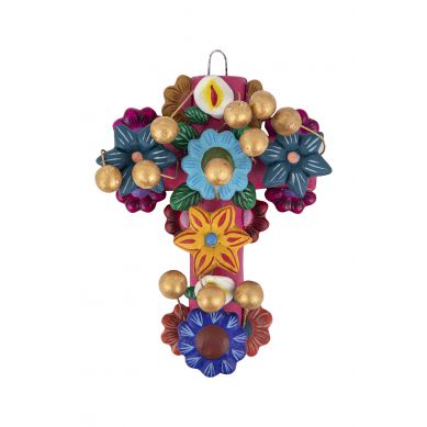 Cruz con flores - symbol of the cross - handicraft from Mexico