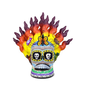 Cráneo flamas con bicho - skull on fire from Mexico