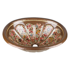 Calabaza floral - Countertop copper washbasin