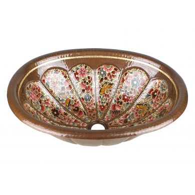 Calabaza floral - Countertop copper washbasin