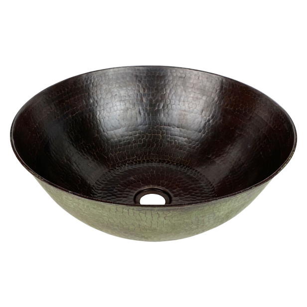 Tazón Verde - hand-forged copper sink with patina