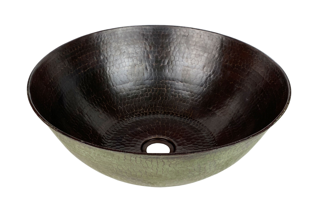 Tazón Verde - hand-forged copper sink with patina