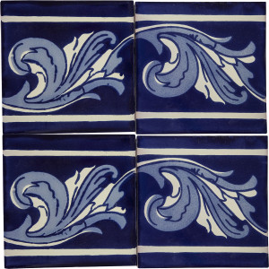 Asturia Cenefa - mexican tiles in cobalt colors 15 x 15 - 22 pieces