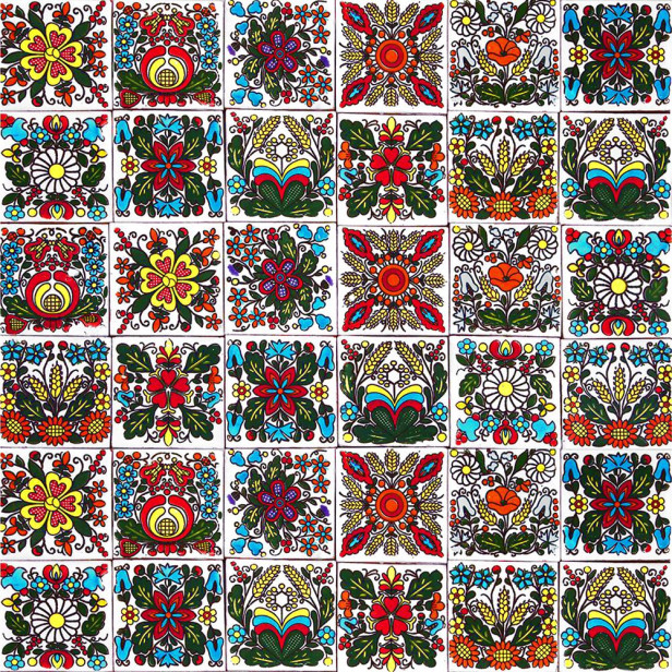 Kociewski - set of tiles with Polish, folk design
