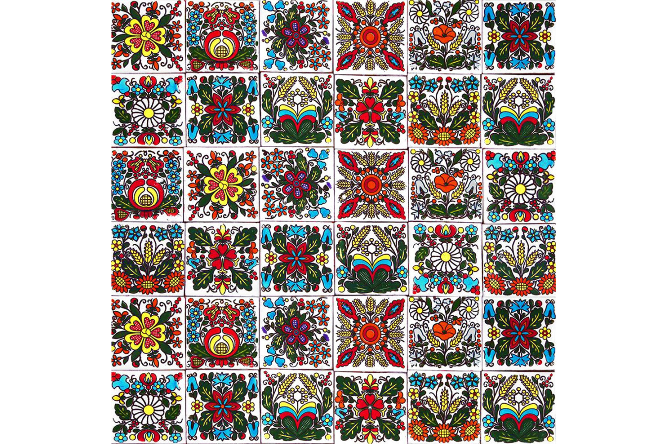 Kociewski - set of tiles with Polish, folk design
