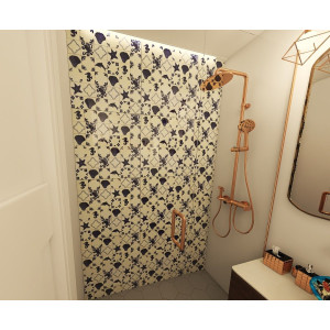 Mariscos - set of tiles in dominant cobalt color - 30 pieces