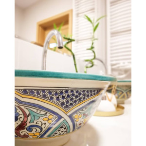Zanya - Kolorowa umywalka ceramiczna z Maroka
