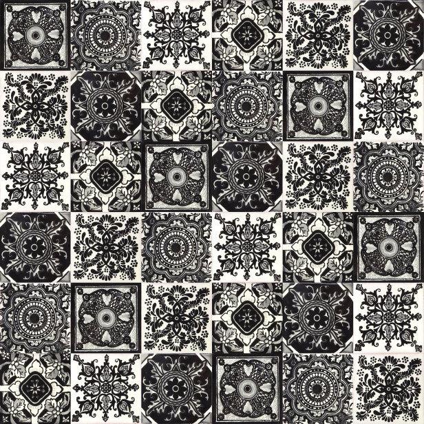 Idan - Black&White Mexican tiles - patchwork