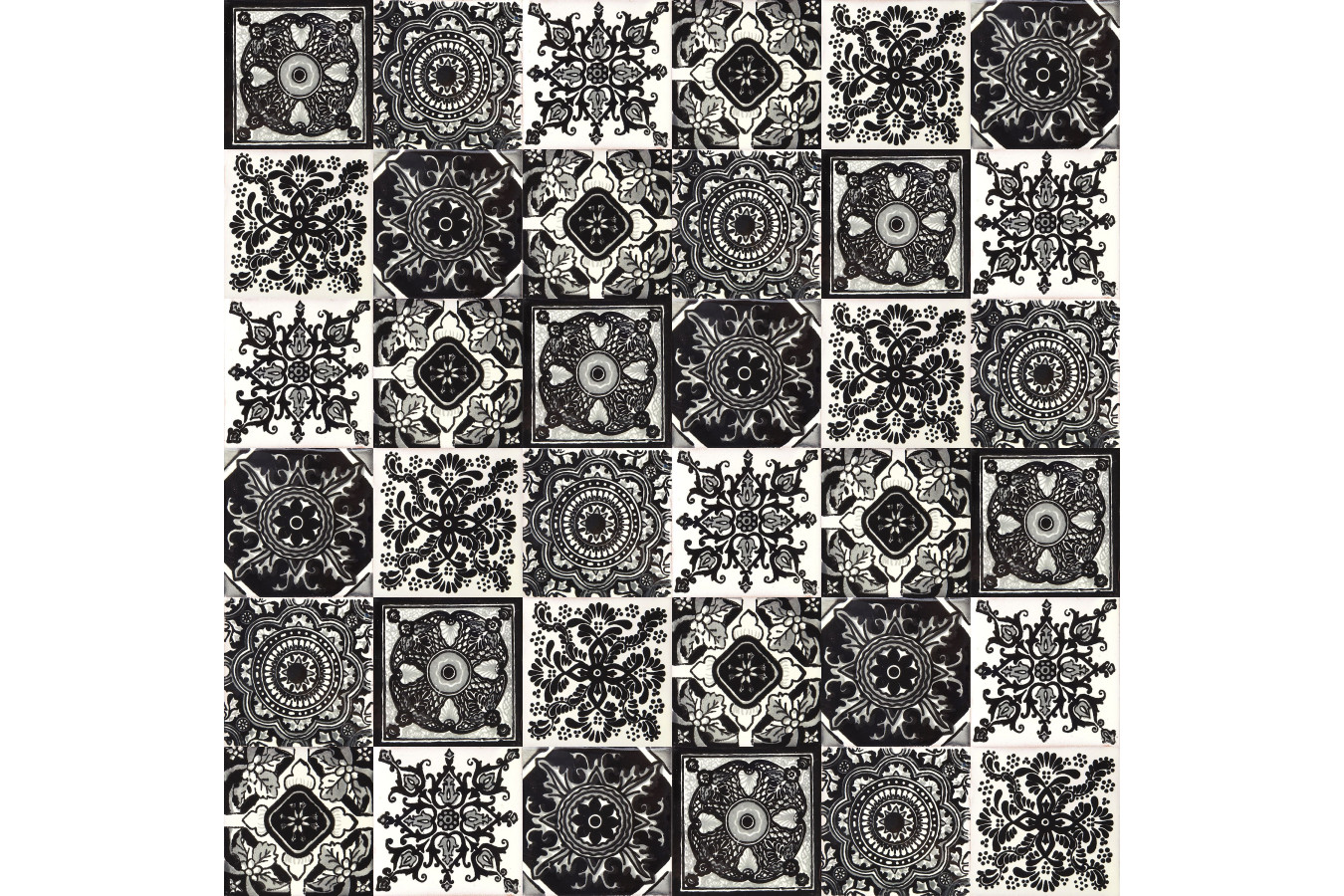Idan - Black&White Mexican tiles - patchwork