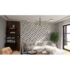 Mariscos - set of tiles in dominant cobalt color - 30 pieces