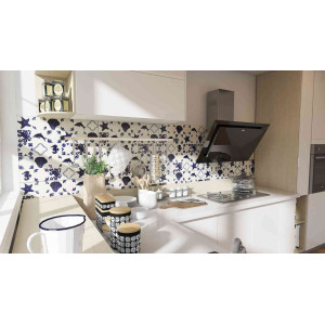 Mariscos - set of tiles in dominant cobalt color - 30 pieces