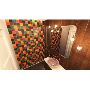Borgońa - patchwork of single-color tiles - 90 pieces, 1 m2